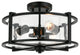 3 Light Industrial Semi Flush Ceiling Light, Farmhouse, Black