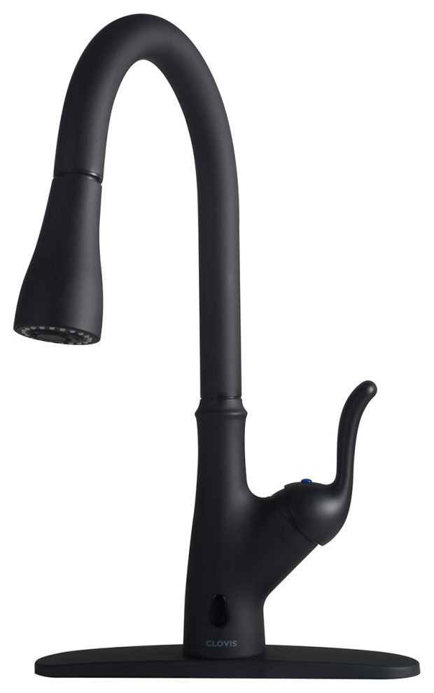 Single Handle Deck Mounted High Arc Pull Down Touchless Kitchen Faucet, Matte Bl