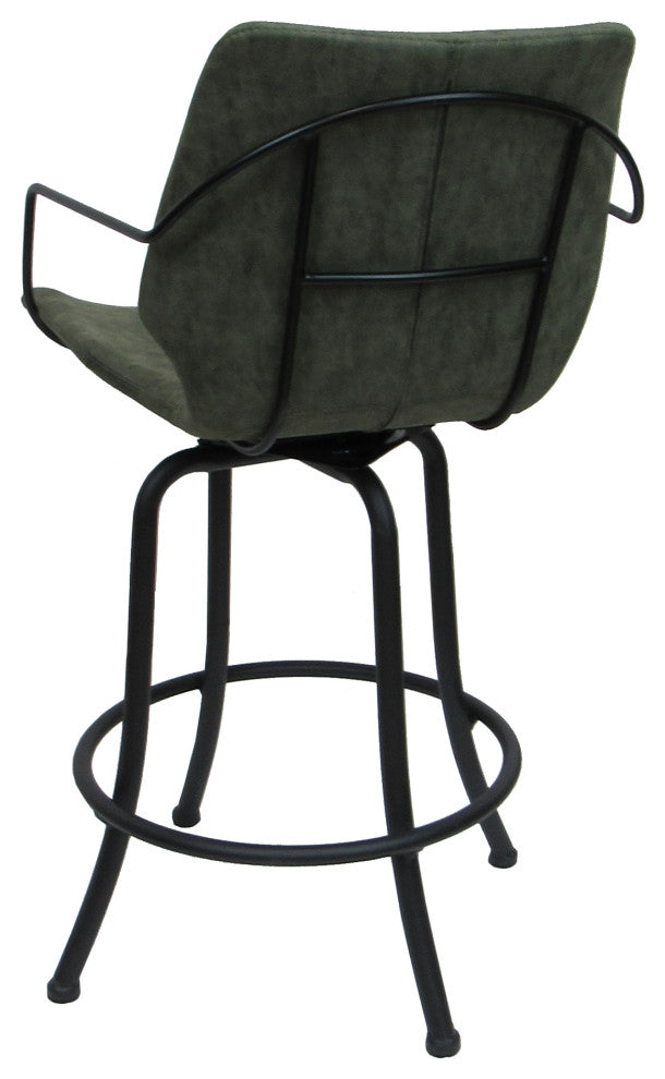 Swivel Metal Counter 26" 30" or 34" Bar Stool - Asheville, Green - Black, 34"