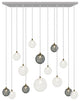 Napa 14 Pendants Blown Glass Chandelier, Silver, 48", Clear/Gray Glass