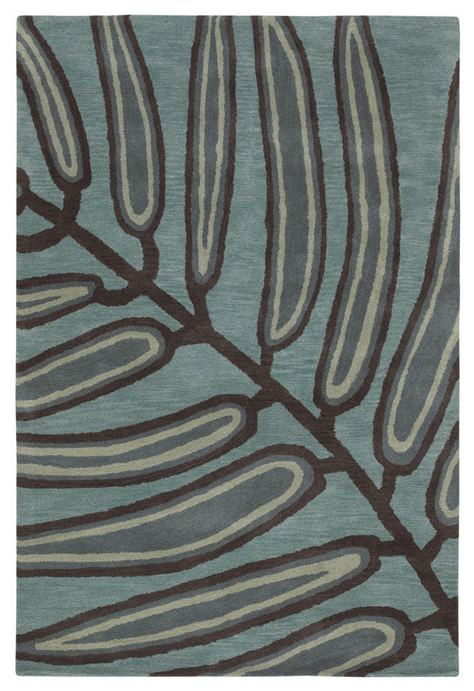Aschera Contemporary Area Rug, Blue and Dark Brown, 7'9"x10'6" Rectangle