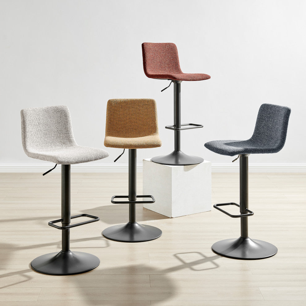 Bruce Gaslift Bar Stool, Pebbled Mustard, Fabric