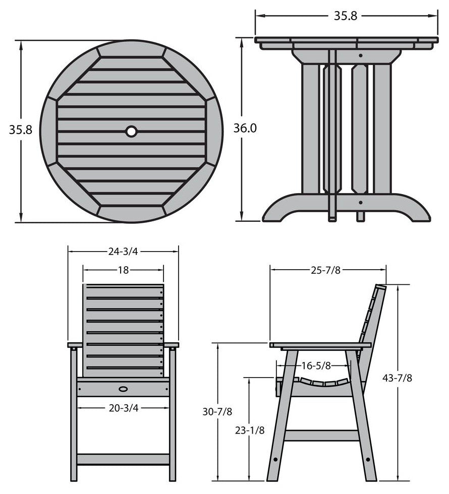 Glennville 3-Piece Round Counter Dining Set, Weathered Acorn, Harbor Gray