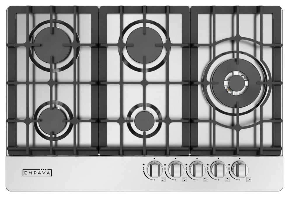 30-in Built-in Gas Cooktop with 5 Sealed Burners - LPG Convertible in Stainless