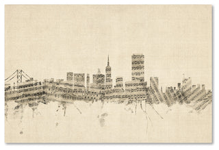 'San Francisco Skyline Sheet Music' Canvas Art by Michael Tompsett