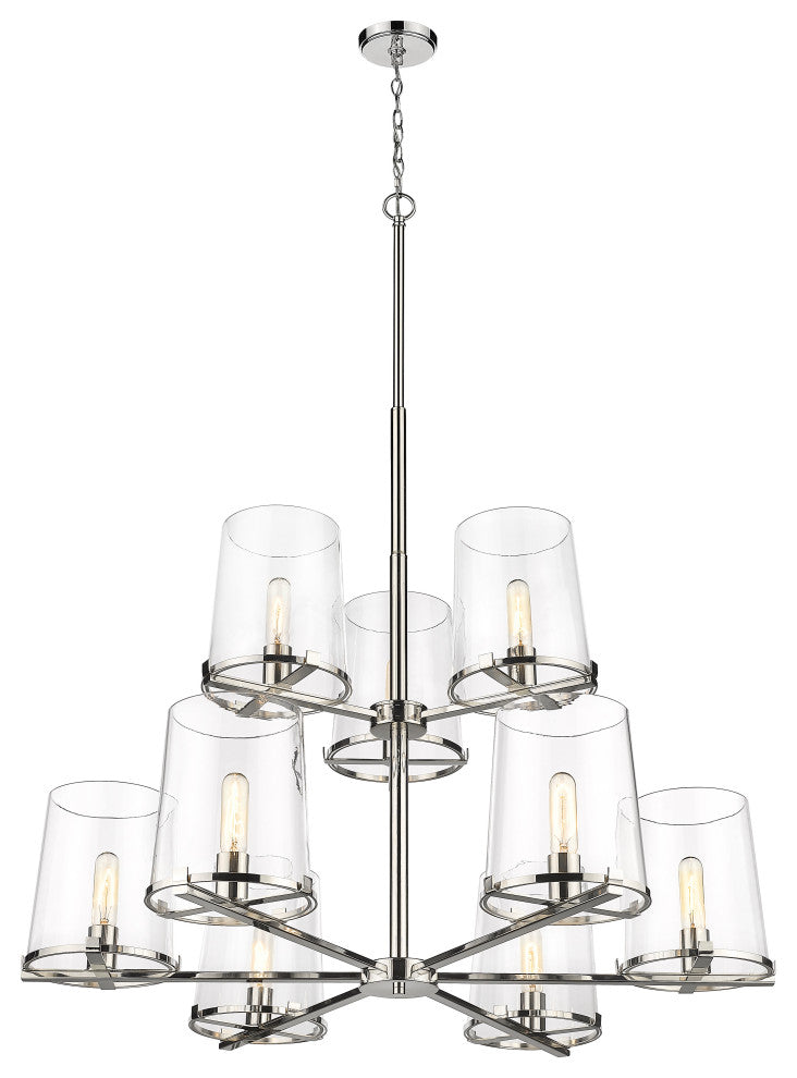 Z-LITE 3032-9PN 9 Light Chandelier, Polished Nickel