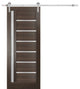 Barn Door 42 x 80 Frosted Glass, Quadro 4088 Chocolate Ash, Silver 8' Rail