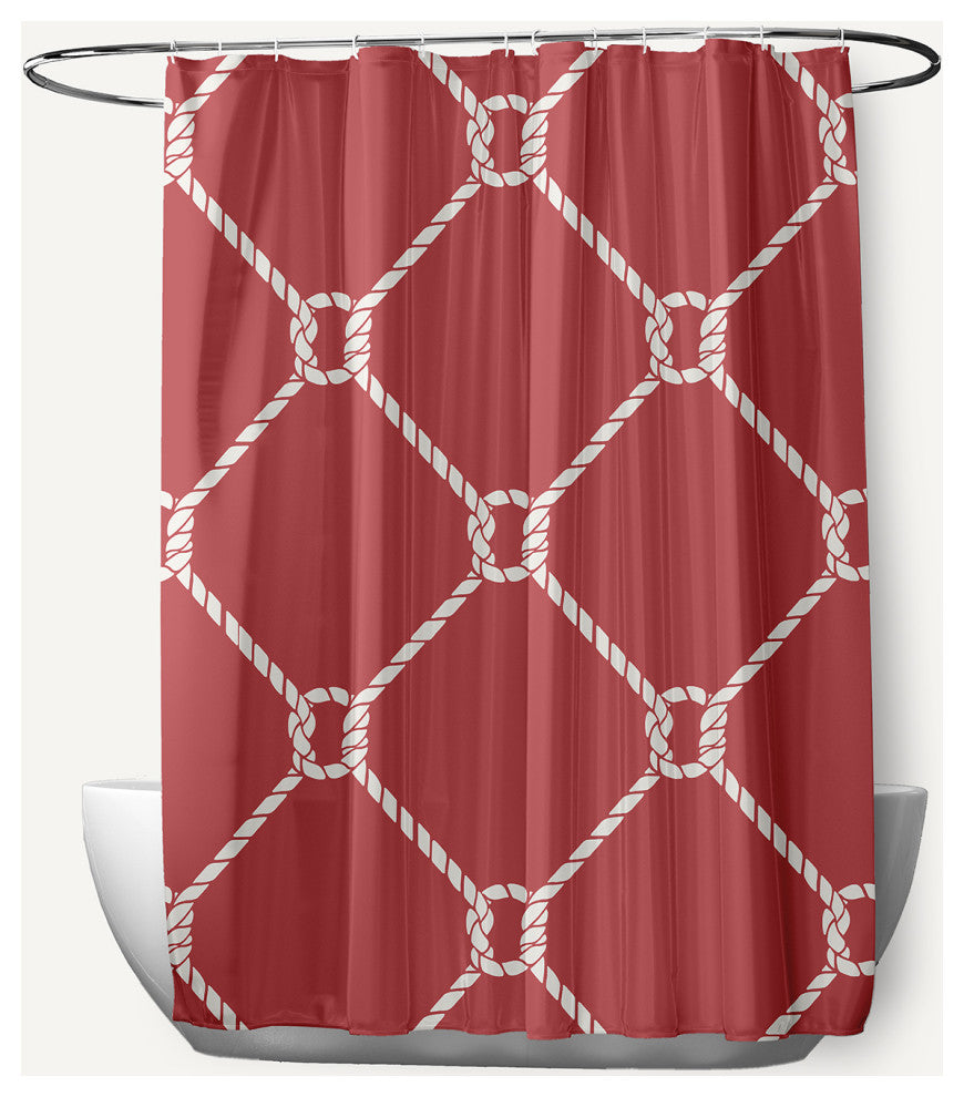 Ahoy! Ligonberry Red 70" w x 73" h Shower Curtain