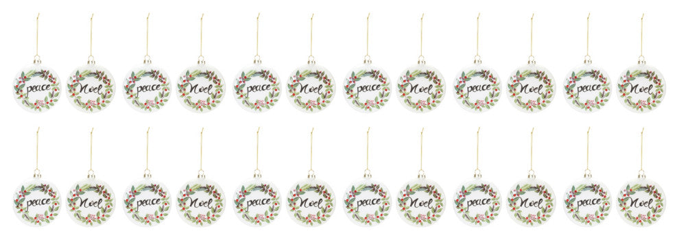 Peace and Noel Wreath Disc Ornament, 12-Piece Set