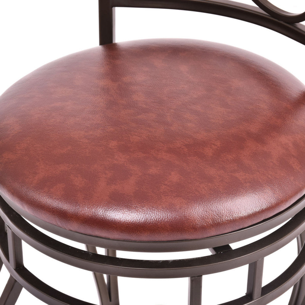 Costway Set of 2 Vintage Bar Stools Swivel Padded Seat Bistro Dining Pub Chair