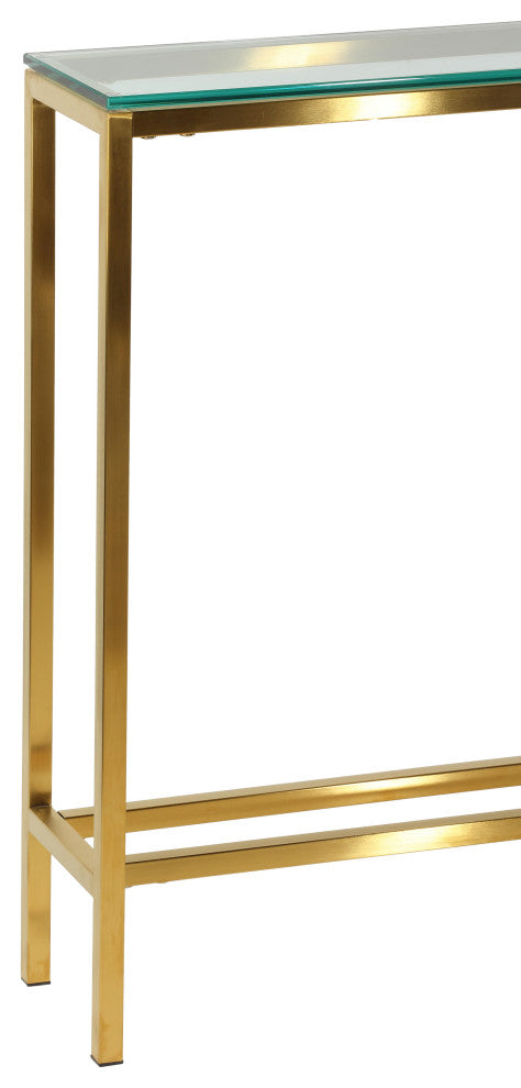 Cortesi Home Juan Console Table, Brushed Gold and Glass