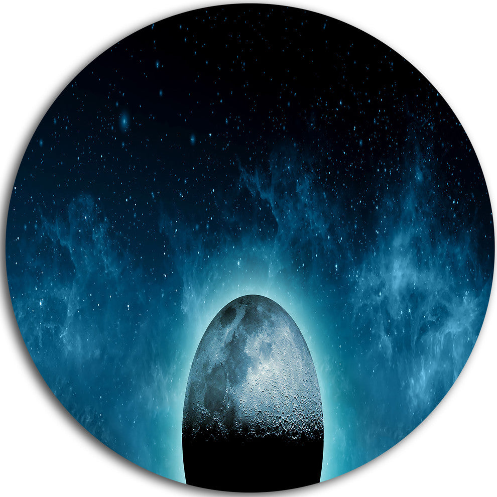 Moon In The Front Of Galaxies, Large Disc Metal Wall Art Landscape, 36"