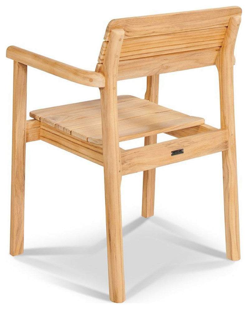 Modurn 5-Piece Rectangular Teak Outdoor Dining Set with Stacking Armchairs