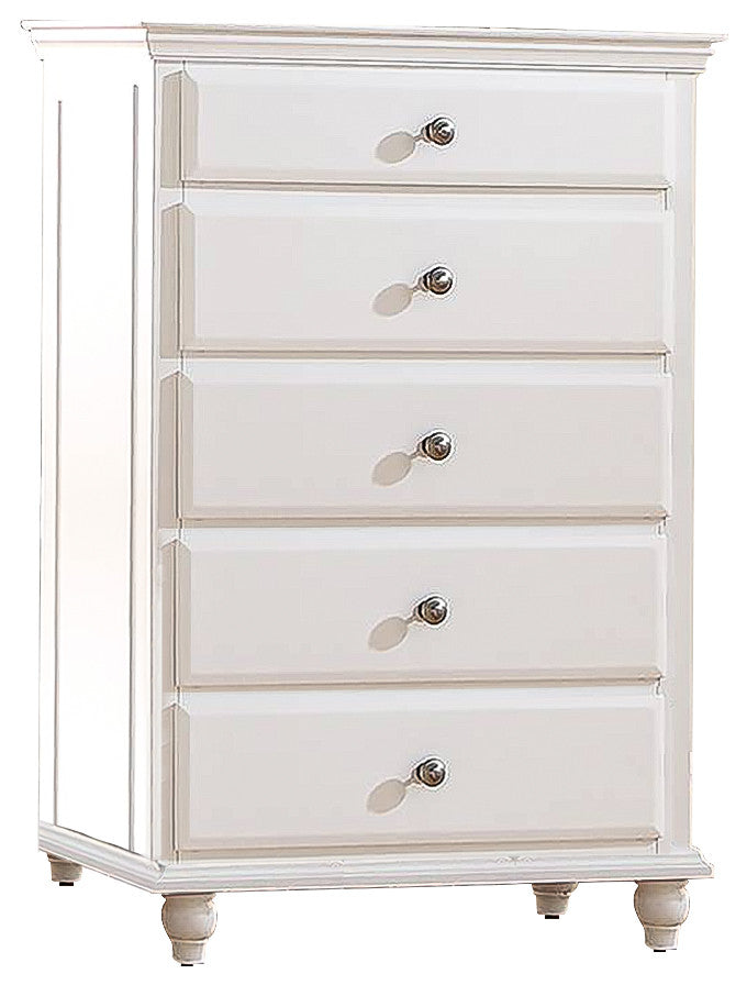 White Wooden 5-Drawer Chest - Thumbnail 3