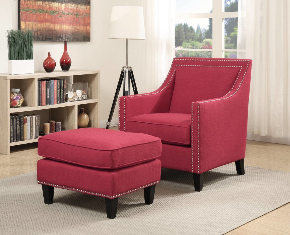 Emery Chair and Ottoman, Berry