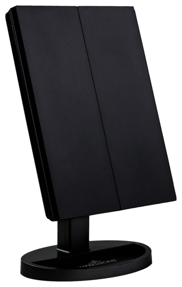 Touch Trifold XL Dimmable LED Makeup Mirror, Black