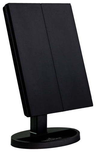 Touch Trifold XL Dimmable LED Makeup Mirror, Black
