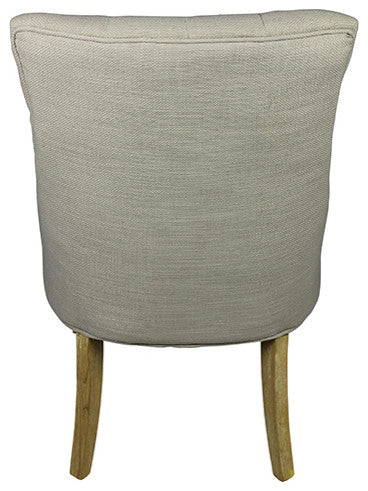 Moti Upholstery Blythe Fabric Upholstered Side Chair in Beige with Wooden Legs