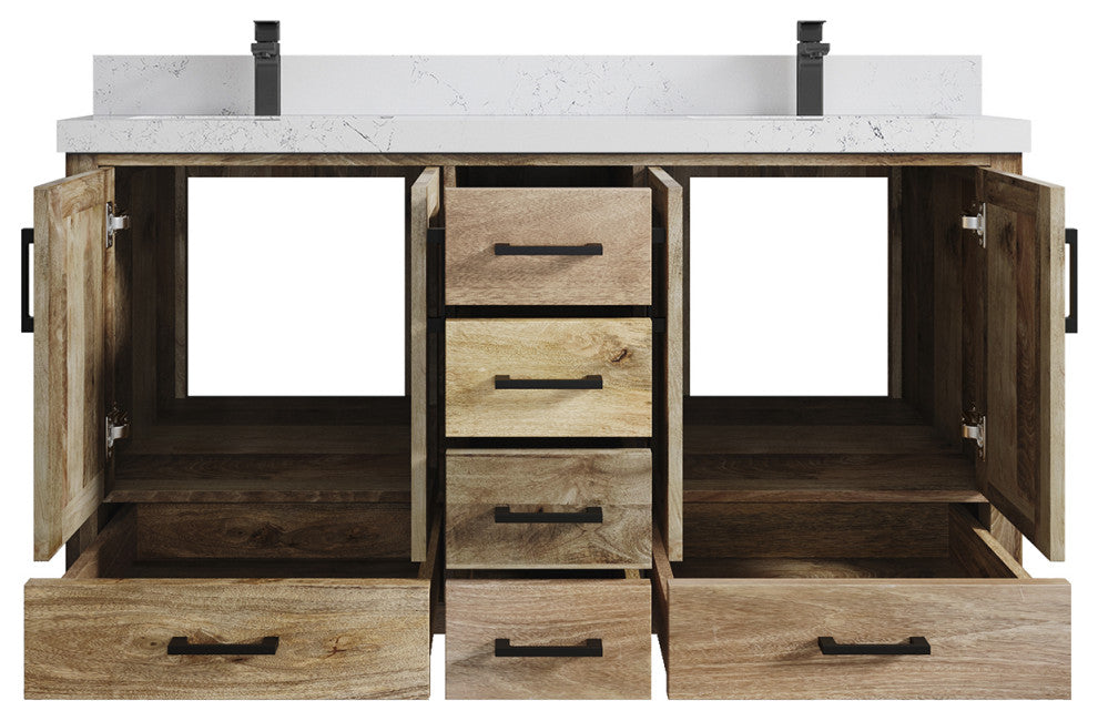 Malibu Mango 60 Double Sink Bathroom Vanity in Natural 2" Empira Quartz