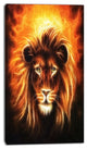 "Lion With Flame Mine" Animal Digital Canvas Print, 16"x32"