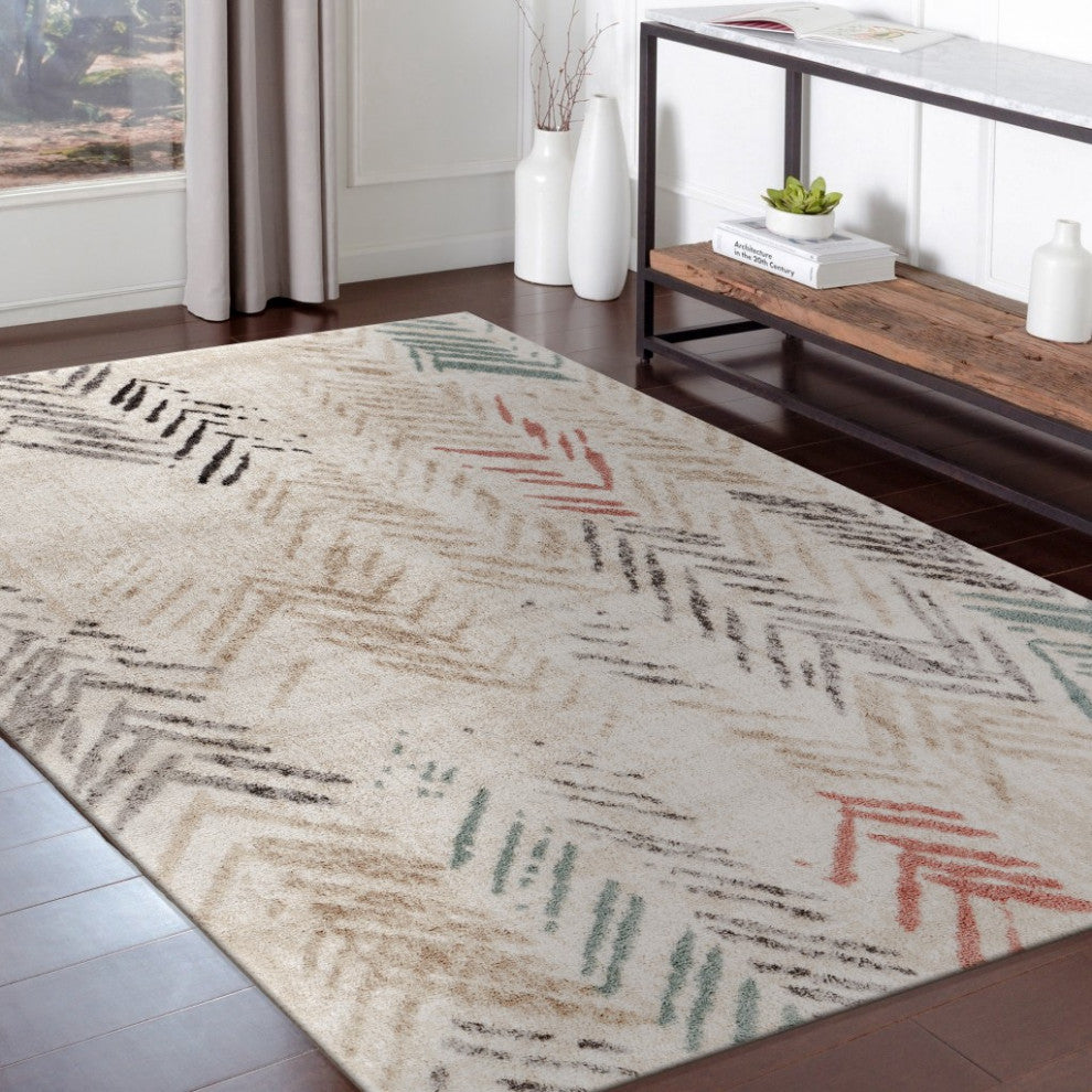 5' x 7' Ivory Eclectic Arrows Area Rug
