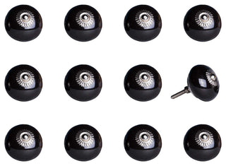 1.5" X 1.5" X 1.5" Ceramic Metal Black 12 Pack Knob