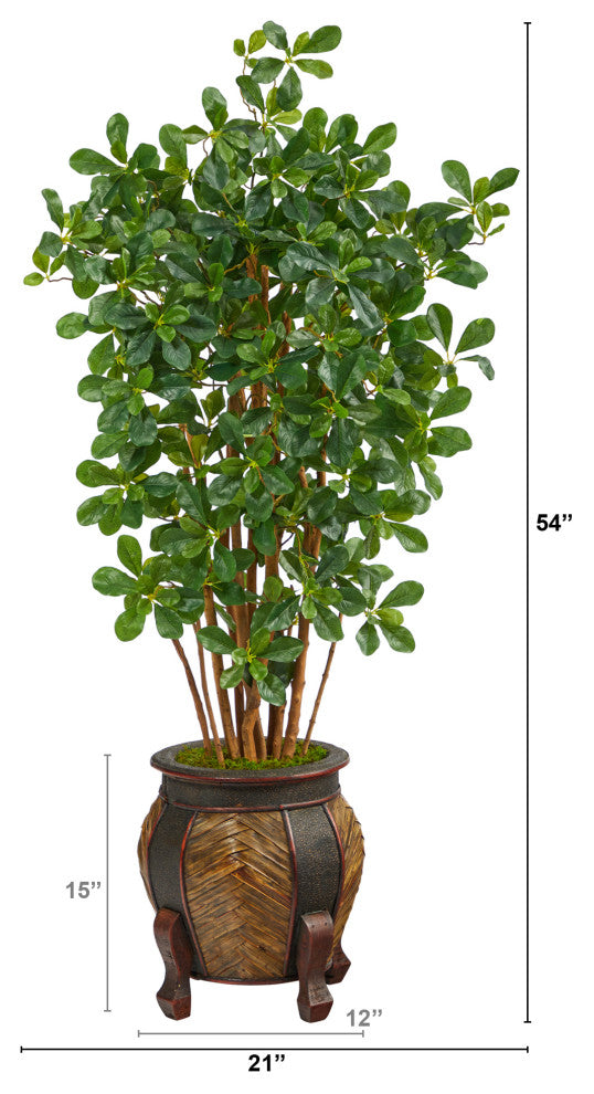 4.5' Black Olive Artificial Tree, Decorative Planter
