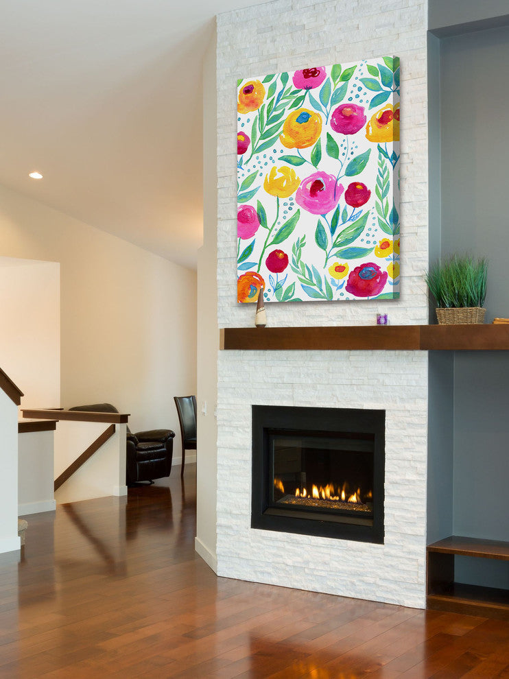 "Watercolor Flowers" Painting Print on Wrapped Canvas, 30"x45"