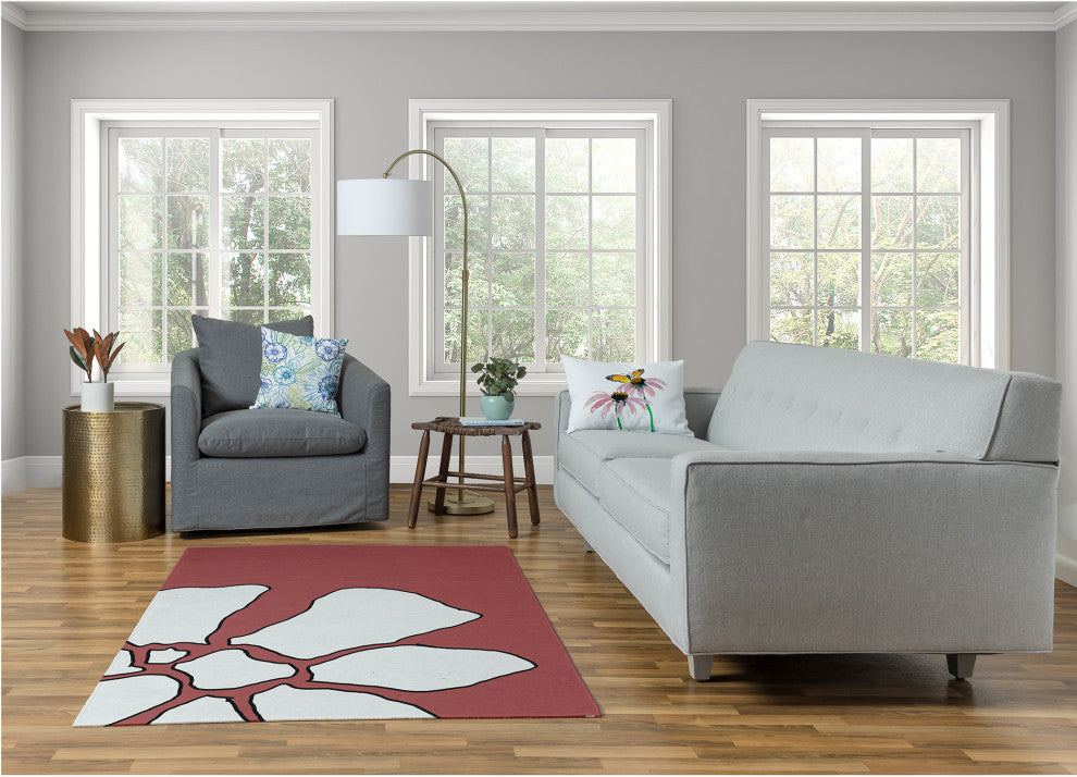 Petal Lines Spring Chenille Rug, Coral, 4'x6'