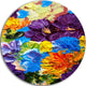 Heavily Textured Abstract Flowers, Abstract Round Metal Wall Art, 23"