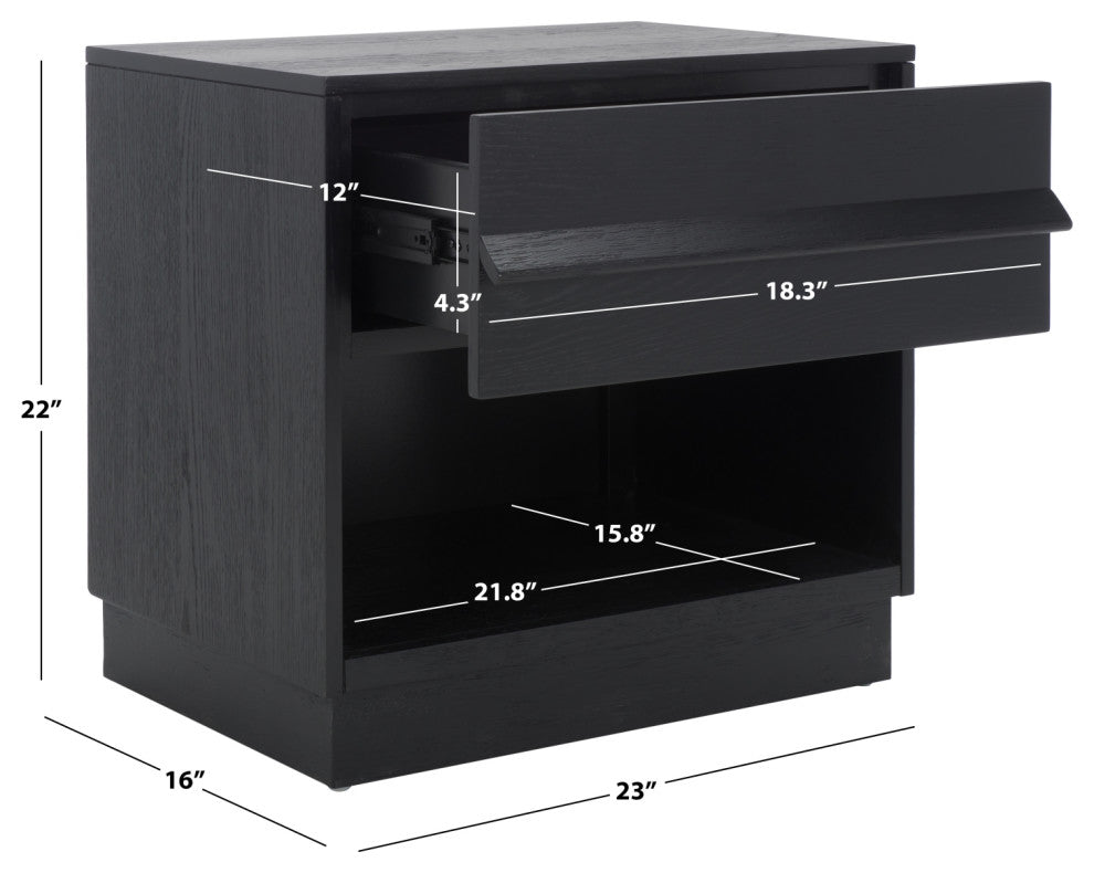 Safavieh Couture Deirdra 1 Drawer Nightstand, Black