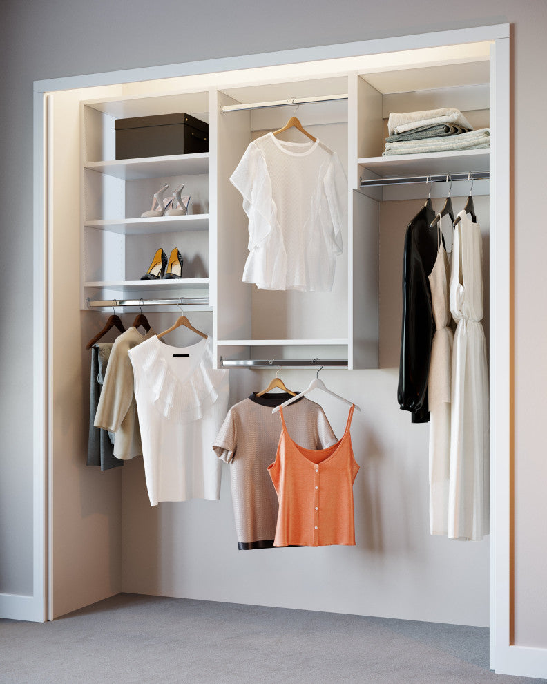 Modular Closet System Wall-Mounted Closet Hanging Organizer For 66"- 96" Closet,