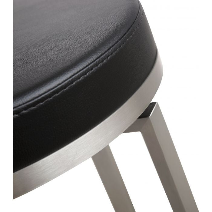 Pratt Swivel Counter Stool, Modern PU Leather Stainless Steel Stool SetOf2, Blac
