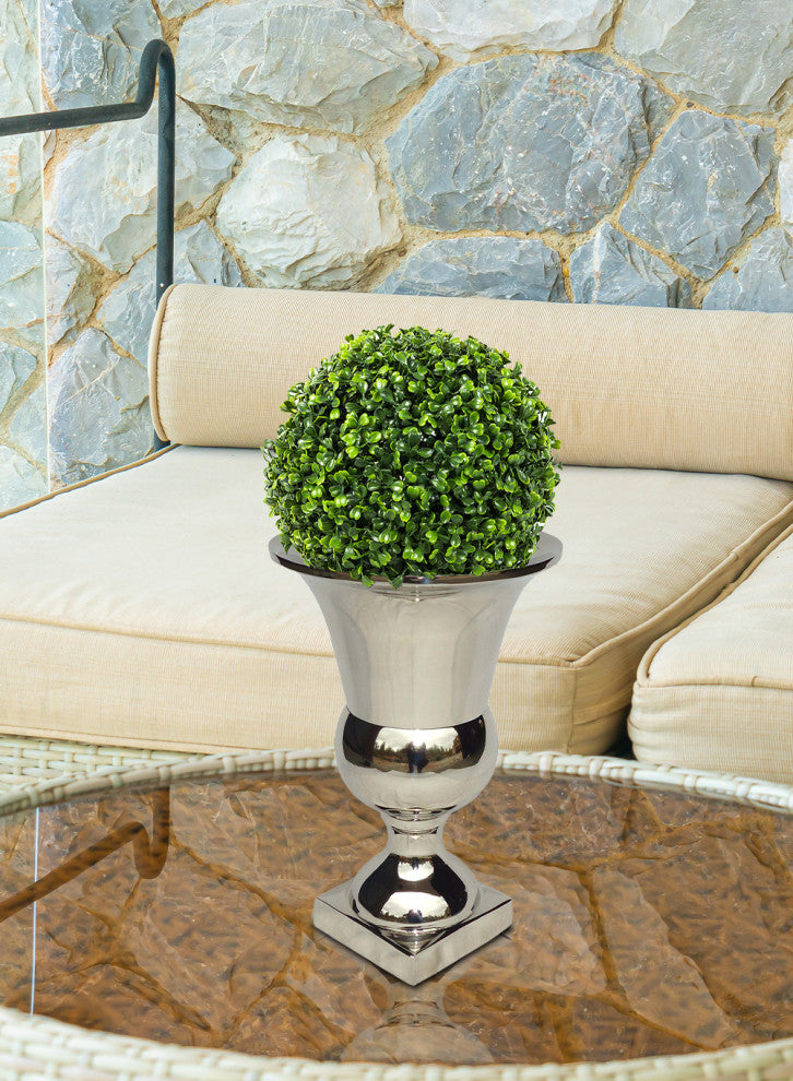 Serene Spaces Living Tall Nickel Pedestal Urn Vase, Measures 10.75" T & 7" Dia