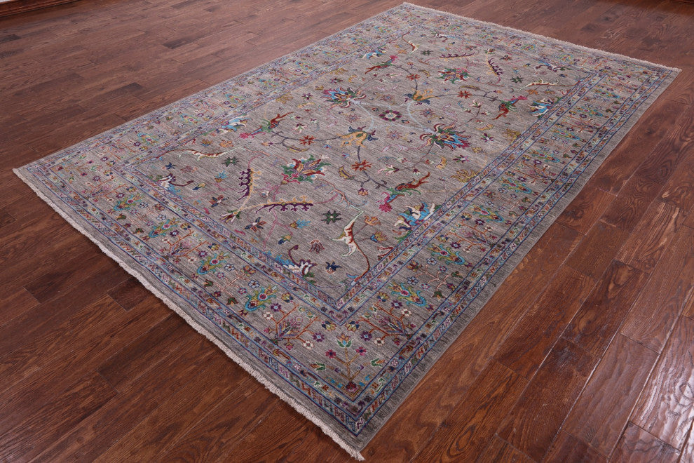 Persian Tabriz Hand Knotted Rug 6' 7" X 10' 0" Q9821