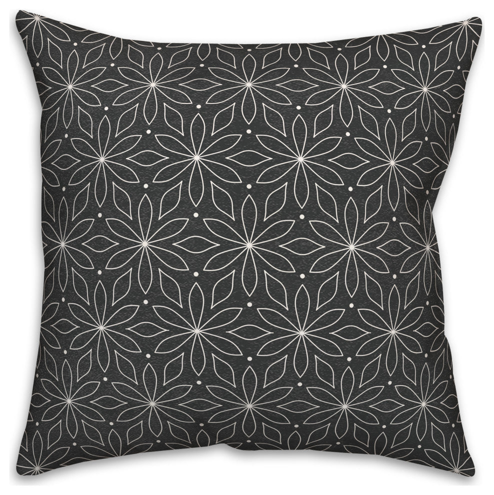 Monochromatic Flowers 18x18 Spun Poly Pillow
