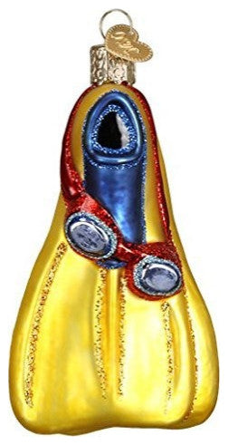 Old World Christmas Ornaments Swim, Skis and Flippers Glass Blown Ornaments for