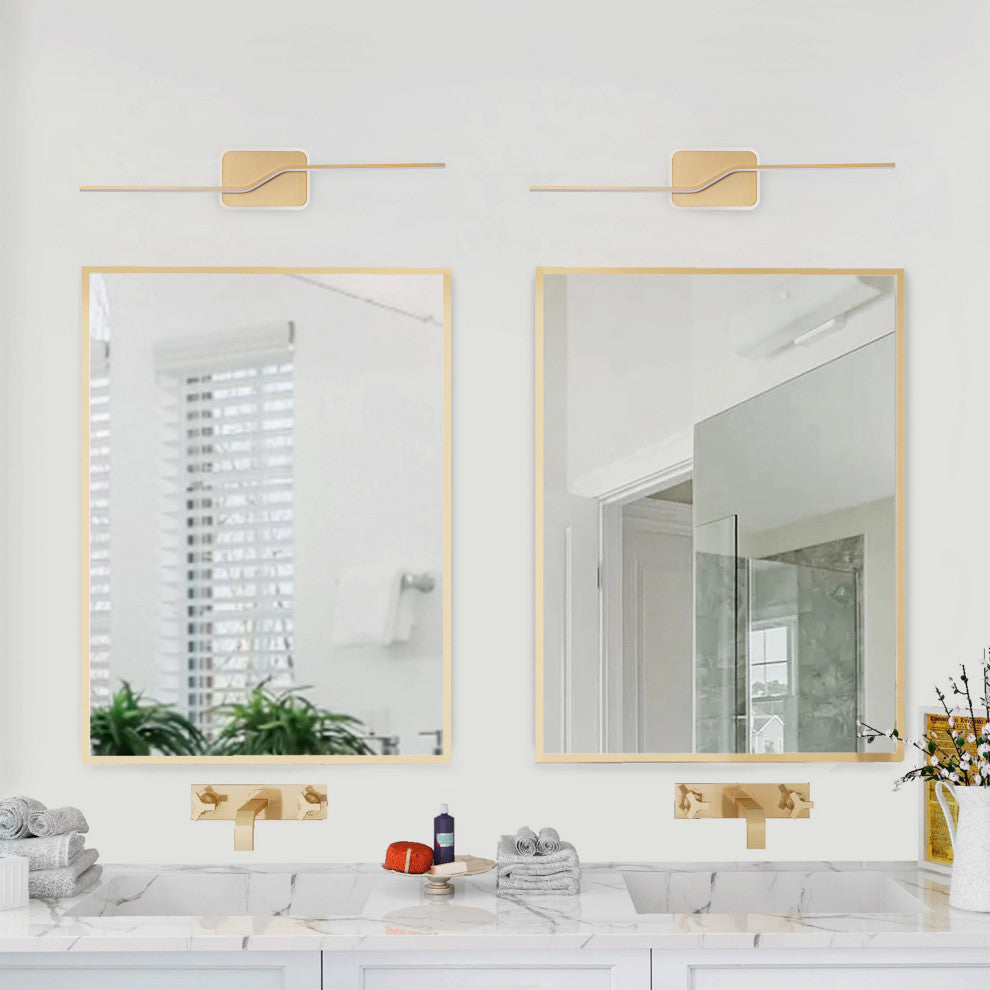 Modern LED Dimmable Vanity Light Over Mirror for Bathroom Lighting, Gold