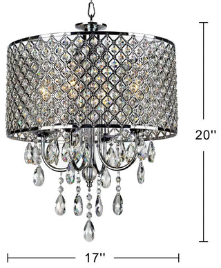 Alice Chrome Finish 4-light Round Crystal Chandelier