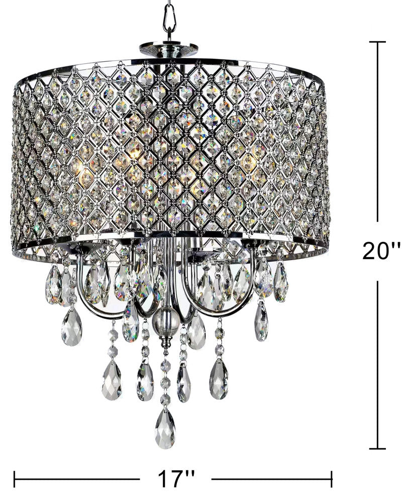 Alice Chrome Finish 4-light Round Crystal Chandelier