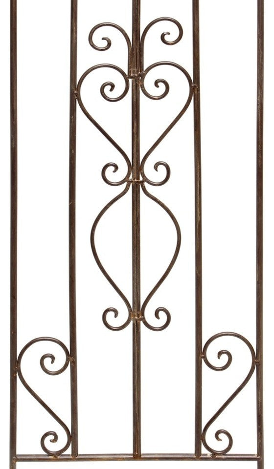 14"x46" Decorative Metal Trellis Garden Stake With Scroll Accent