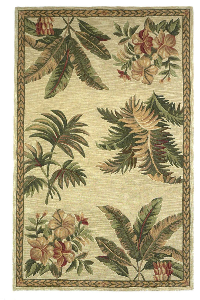 5' X 8'  Wool Ivory  Area Rug
