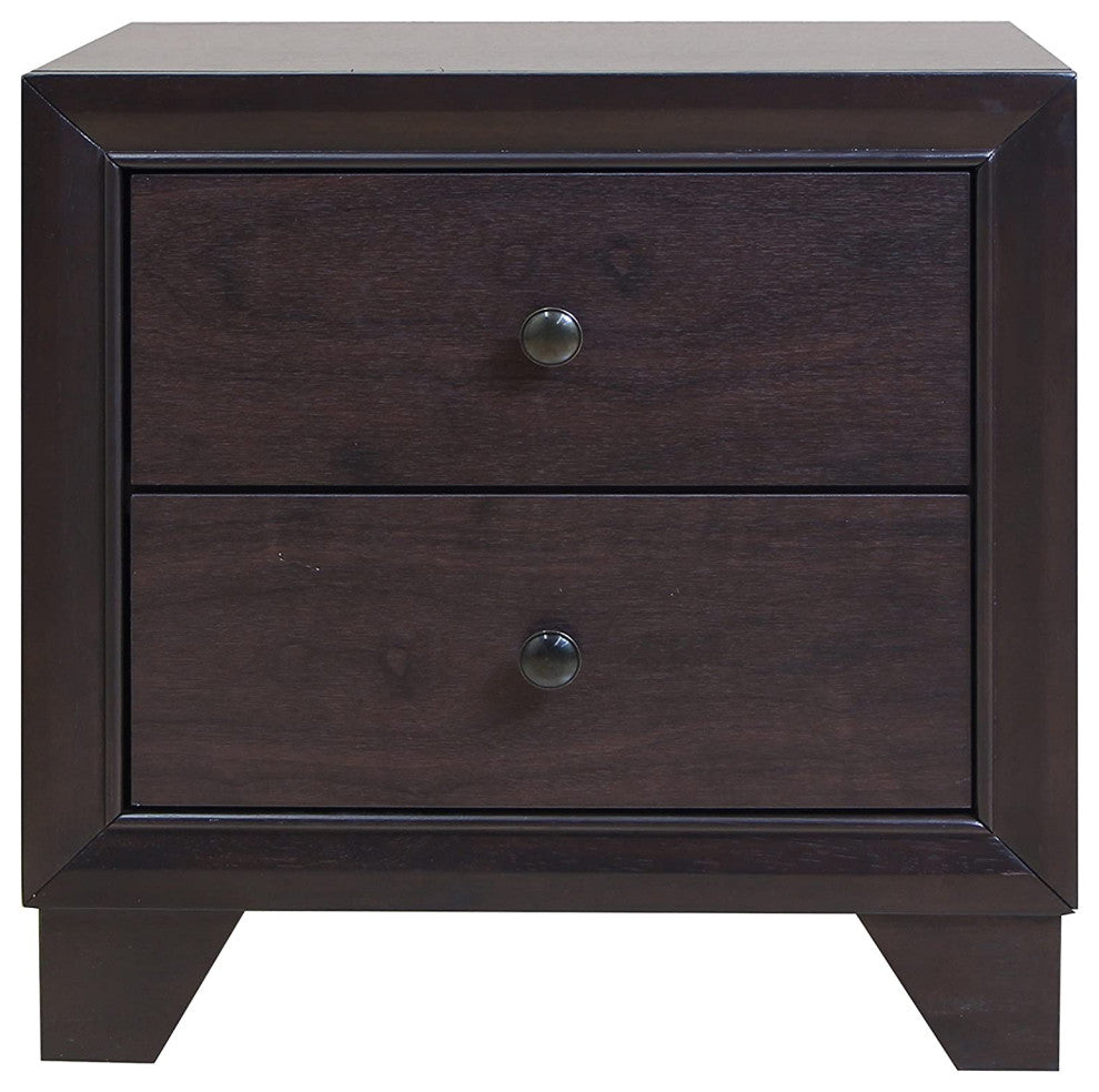 22"x16"x22" Espresso Rubber Wood Nightstand