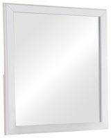 Benzara BM171572 Mirror With Pine Wood Framing, White
