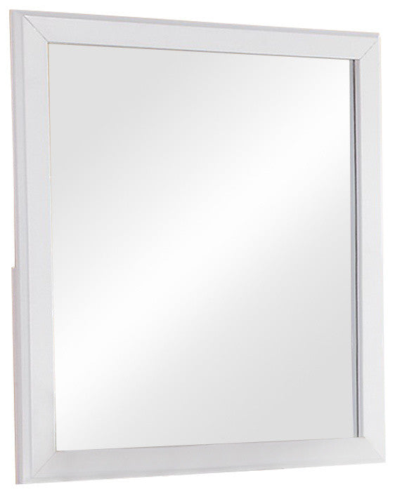 Benzara BM171572 Mirror With Pine Wood Framing, White