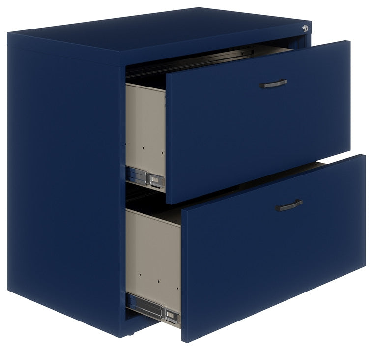 Hirsh Home Office Style Lateral Metal File Cabinet 30 in. Wide 2 Drawer Navy