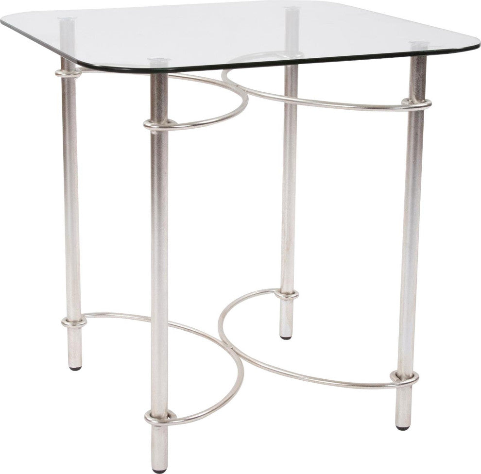 Laurel Square Side Table, Silver Finish
