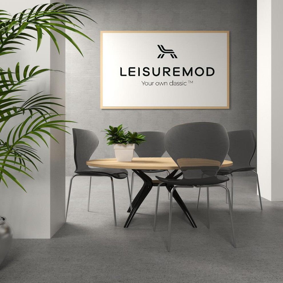 LeisureMod Modern Oyster Transparent Side Chair Transparent Black