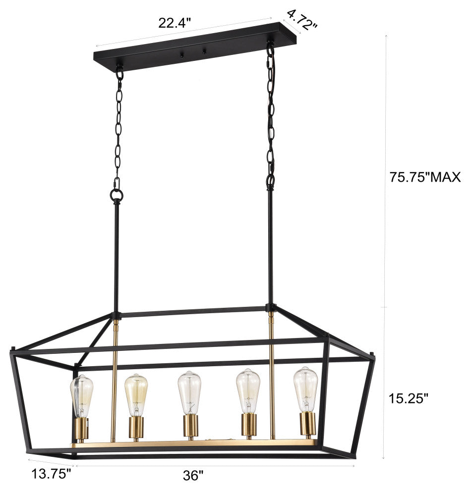 CHLOE Lighting IRONCLAD Industrial 5-Light Textured Black Pendant