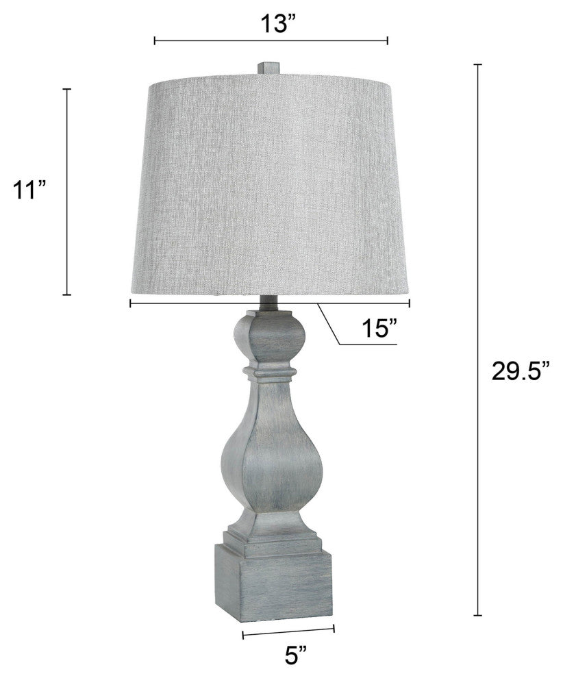 Gray Distressed Poly Table Lamp